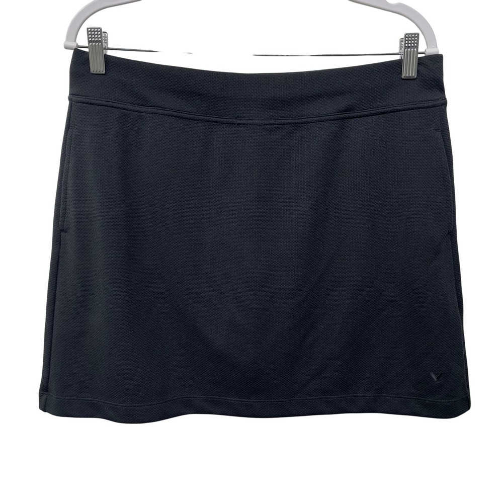 Callaway Women Black Textured Golf Skort Skirt Stretch OptiDri Pickleball Size L